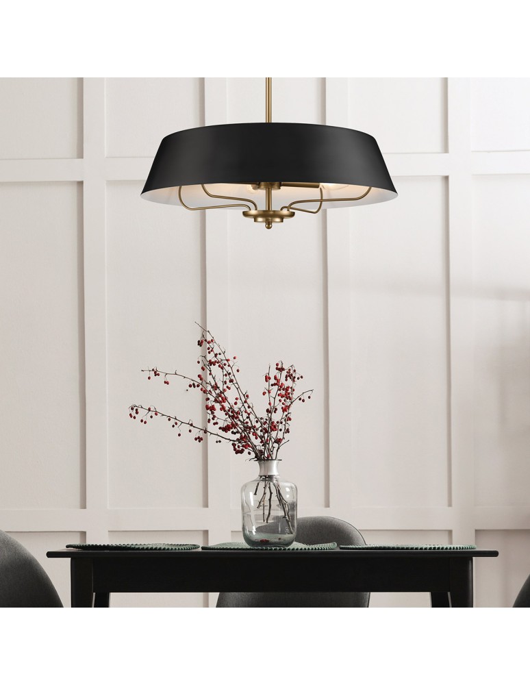 Elstead Lampa wisząca, Półplafon Luella 4 źródła światła Czarny, mosiądz KL-LUELLA-4P-BKB