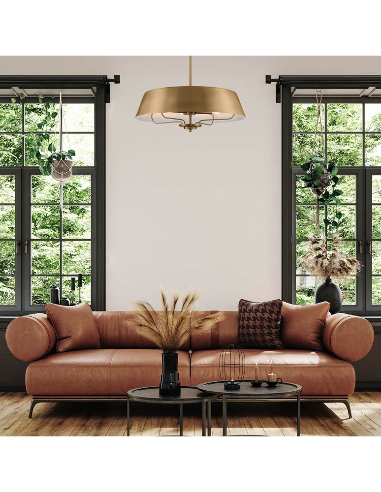 Elstead Lampa wisząca, Półplafon Luella 4 źródła światła Szczotkowany naturalny KL-LUELLA-4P-BNB