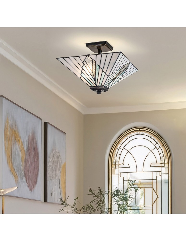 Elstead Lampa wisząca, Półplafon Alderley 2 źródła światła Vintage brąz TF-ALDERLEY-F-P