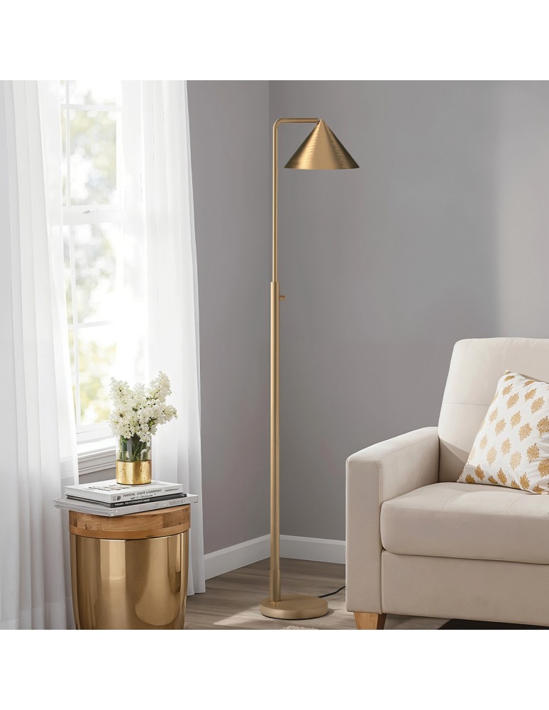 Elstead Lampa podłogowa Remyck 1 źródło światła Szczotkowane złoto ALM-REMYCK-FL-GD