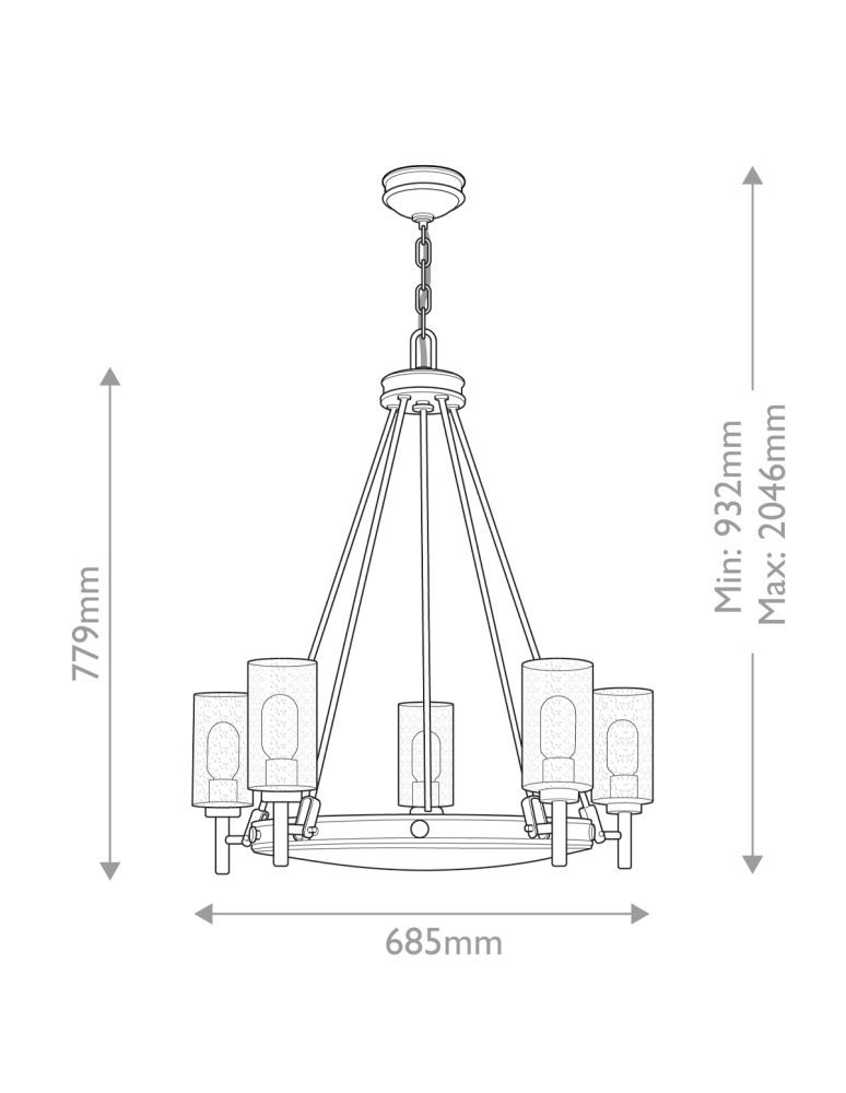 Elstead Żyrandol Collier 5 źródeł światła Zgaszona czerń HK-COLLIER5-BX