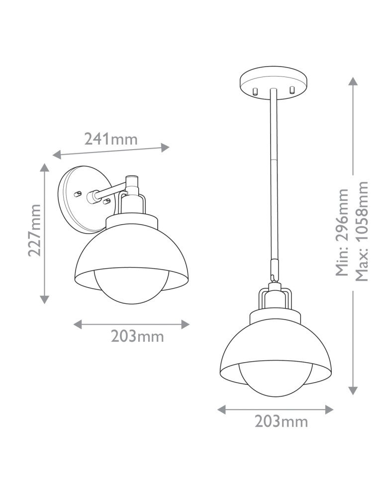 Elstead Kinkiet, Półplafon, Lampa wisząca Niva 1 źródło światła Czarny KL-NIVA-1W-1P-BK