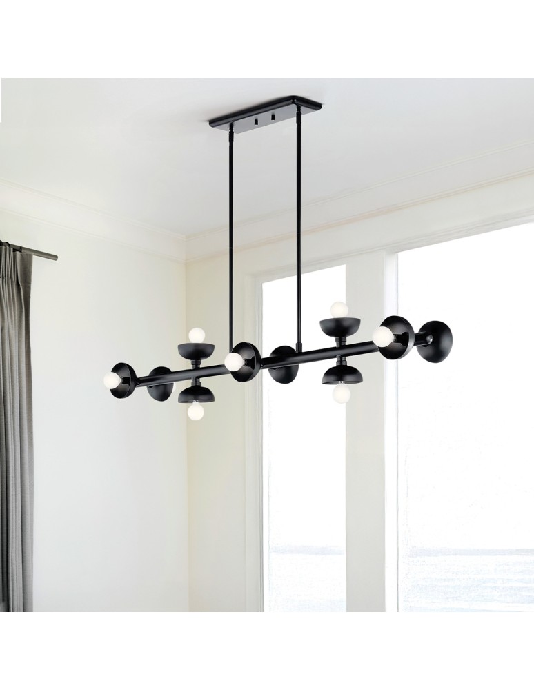 Elstead Lampa wyspowa Palta 10 źródeł światła Satynowa czerń KL-PALTA-LP10-BK