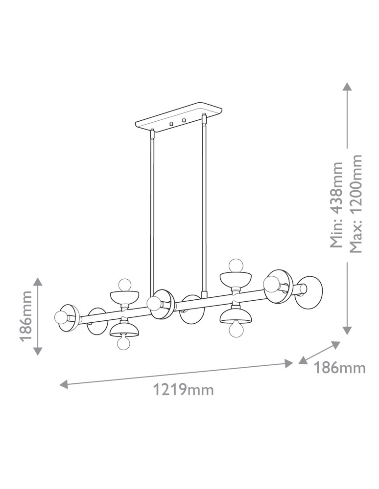 Elstead Lampa wyspowa Palta 10 źródeł światła Satynowa czerń KL-PALTA-LP10-BK