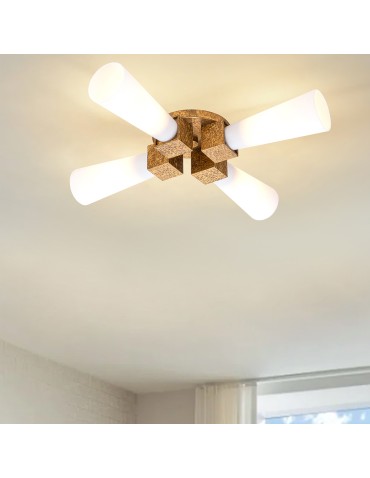 Elstead Lampa wisząca Kristy 4 źródła światła Przecierane złoto KRISTY-4P-DG-OPAL
