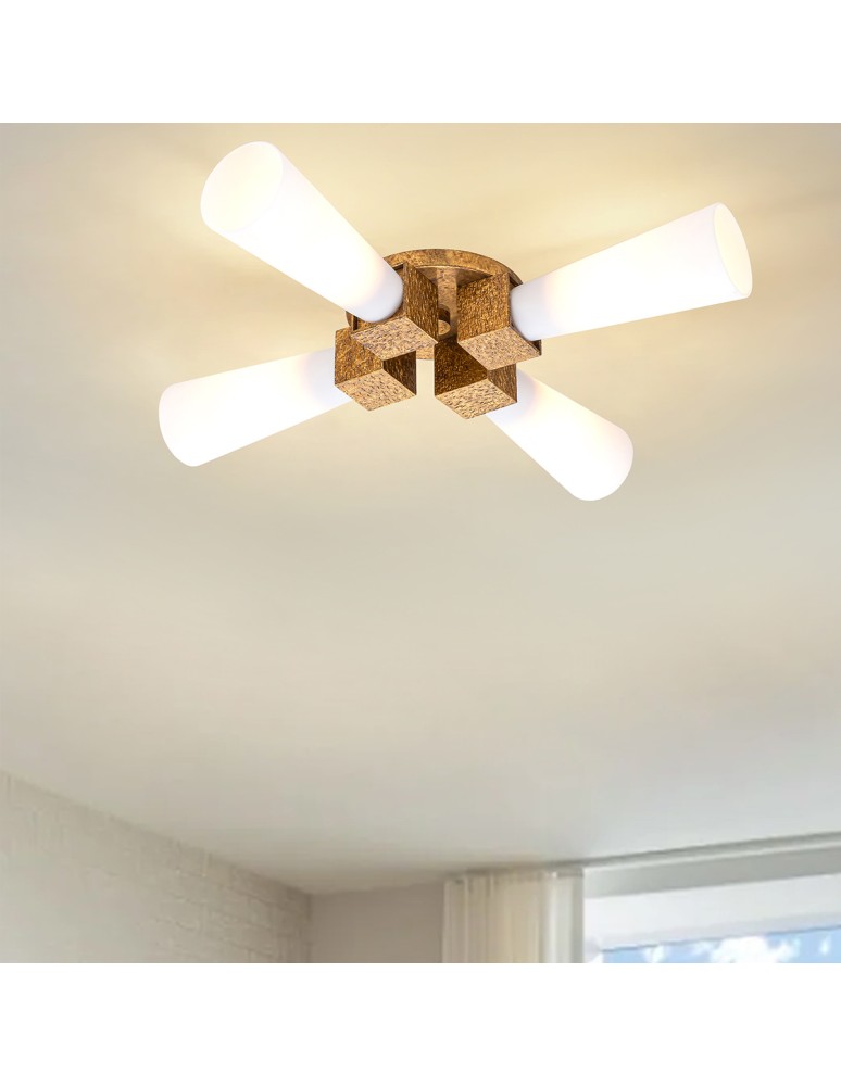 Elstead Lampa wisząca Kristy 4 źródła światła Przecierane złoto KRISTY-4P-DG-OPAL