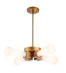 Elstead Lampa wisząca Kristy 4 źródła światła Przecierane złoto KRISTY-4P-DG-OPAL