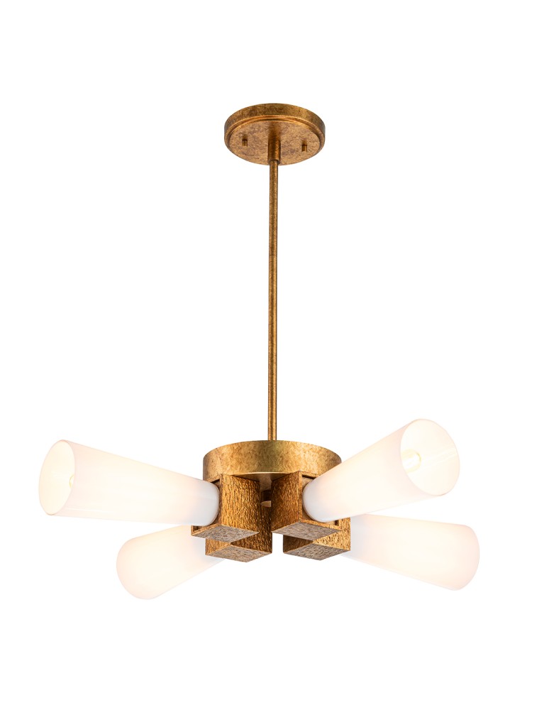 Elstead Lampa wisząca Kristy 4 źródła światła Przecierane złoto KRISTY-4P-DG-OPAL