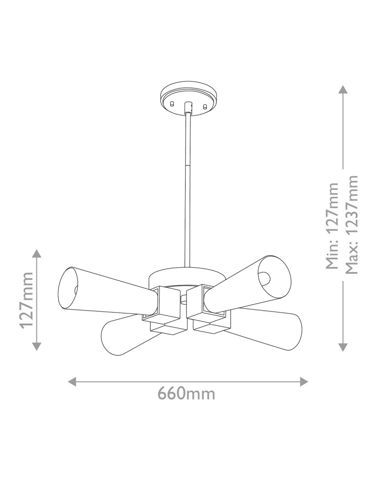 Elstead Lampa wisząca Kristy 4 źródła światła Przecierane złoto KRISTY-4P-DG-OPAL