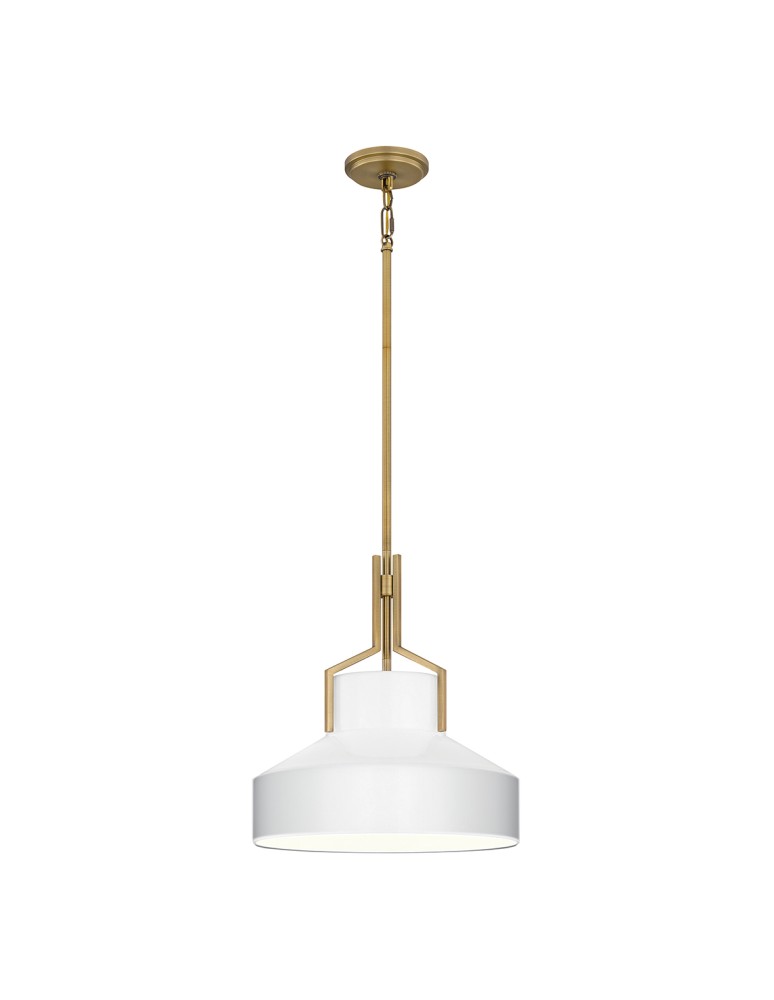 Elstead Lampa wisząca Brecken 2 źródła światła Postarzany mosiądz QZ-BRECKEN-2P-AB-OPAL