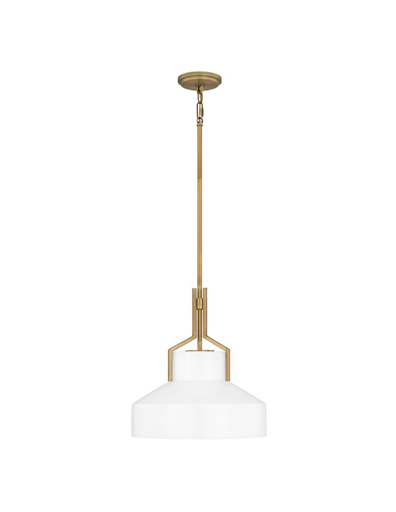 Elstead Lampa wisząca Brecken 2 źródła światła Postarzany mosiądz QZ-BRECKEN-2P-AB-OPAL