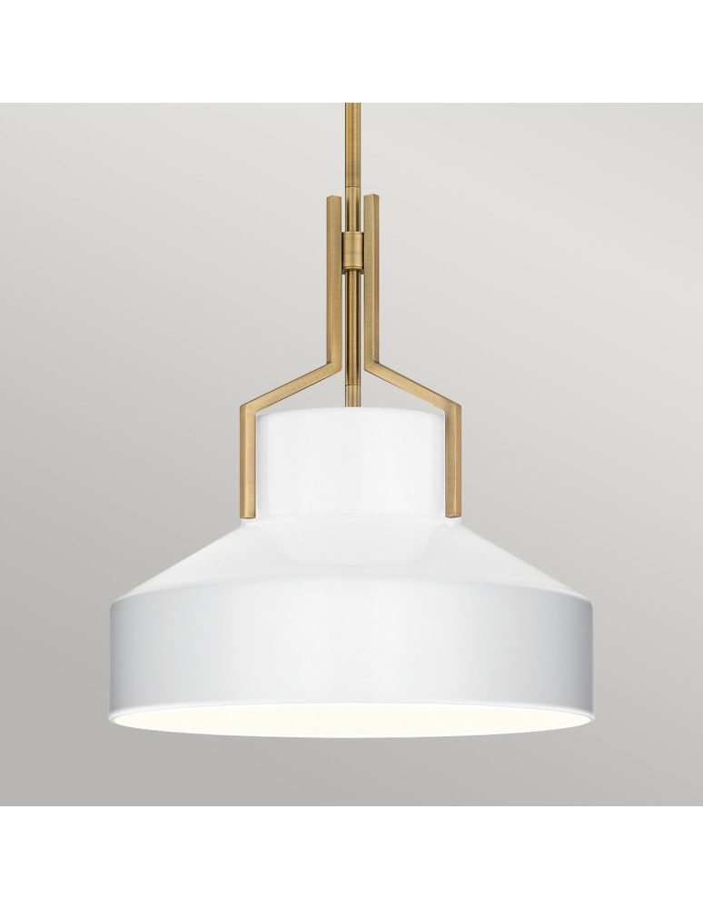 Elstead Lampa wisząca Brecken 2 źródła światła Postarzany mosiądz QZ-BRECKEN-2P-AB-OPAL