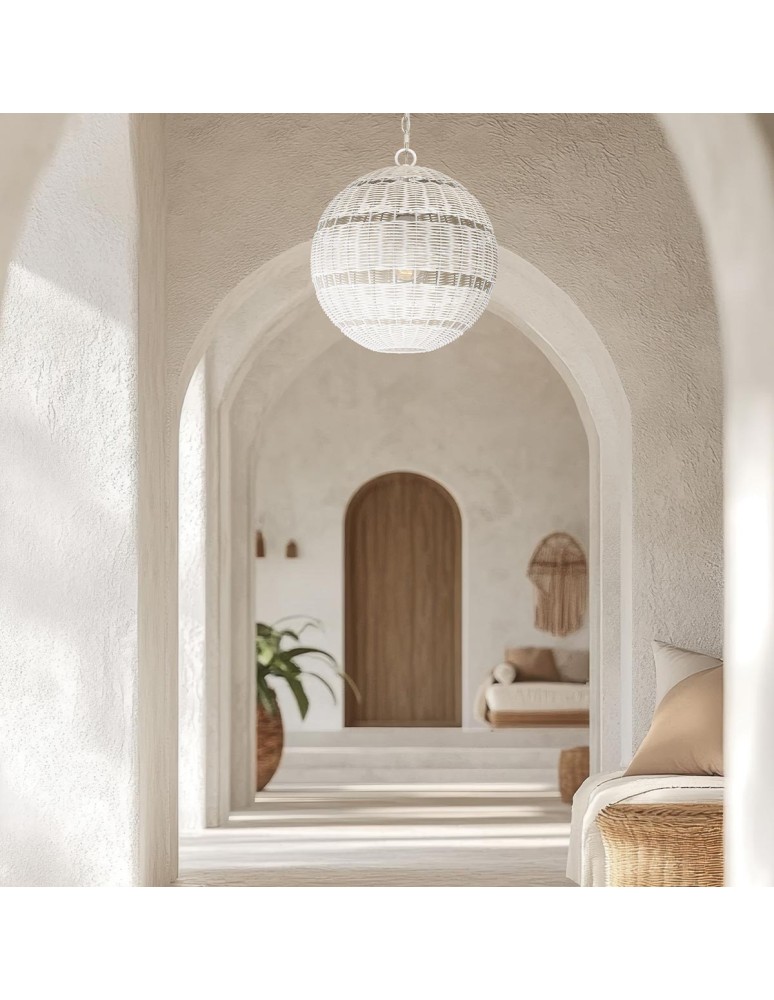 Elstead Lampa wisząca Lindendale 1 źródło światła Antyczna biel IP44 Zewnętrzna QZ-LINDENDALE-P-AWH