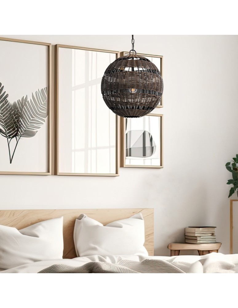 Elstead Lampa wisząca Lindendale 1 źródło światła Western brąz IP44 Zewnętrzna QZ-LINDENDALE-P-WT