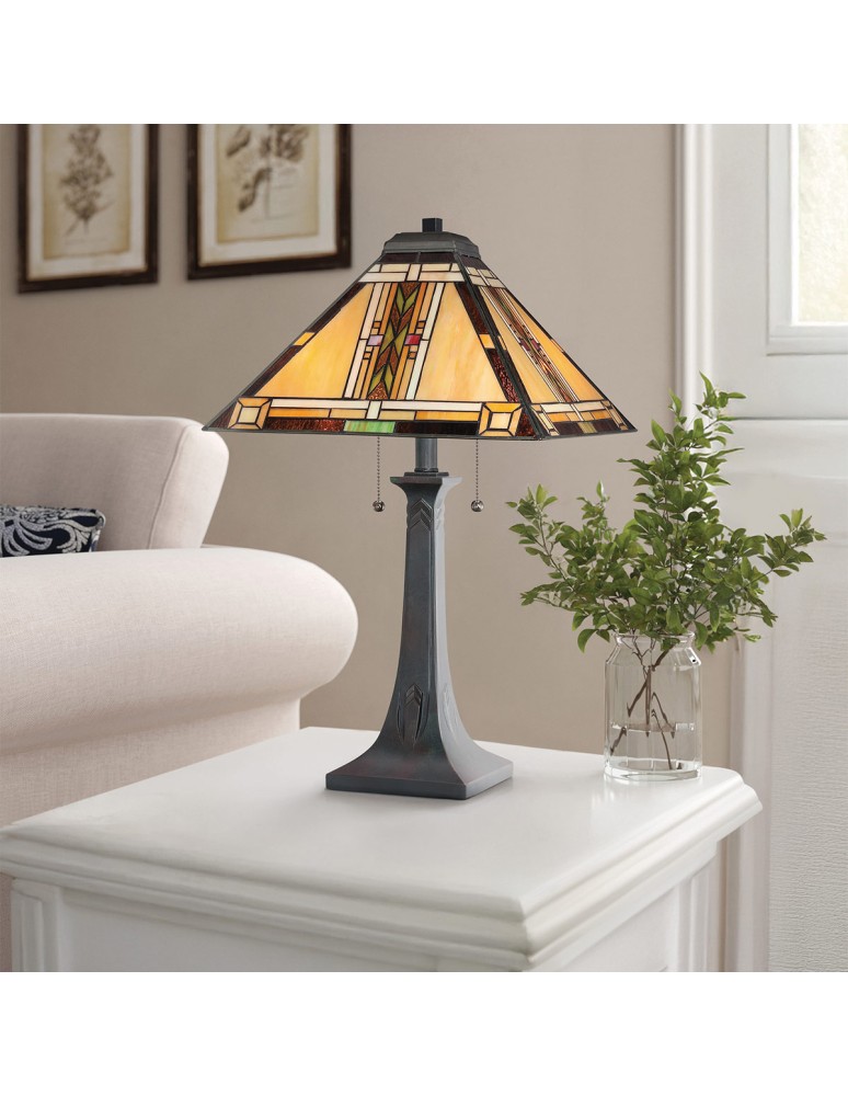 Elstead Lampa stołowa Navajo 2 źródła światła Brązowy QZ-NAVAJO-TL-VB