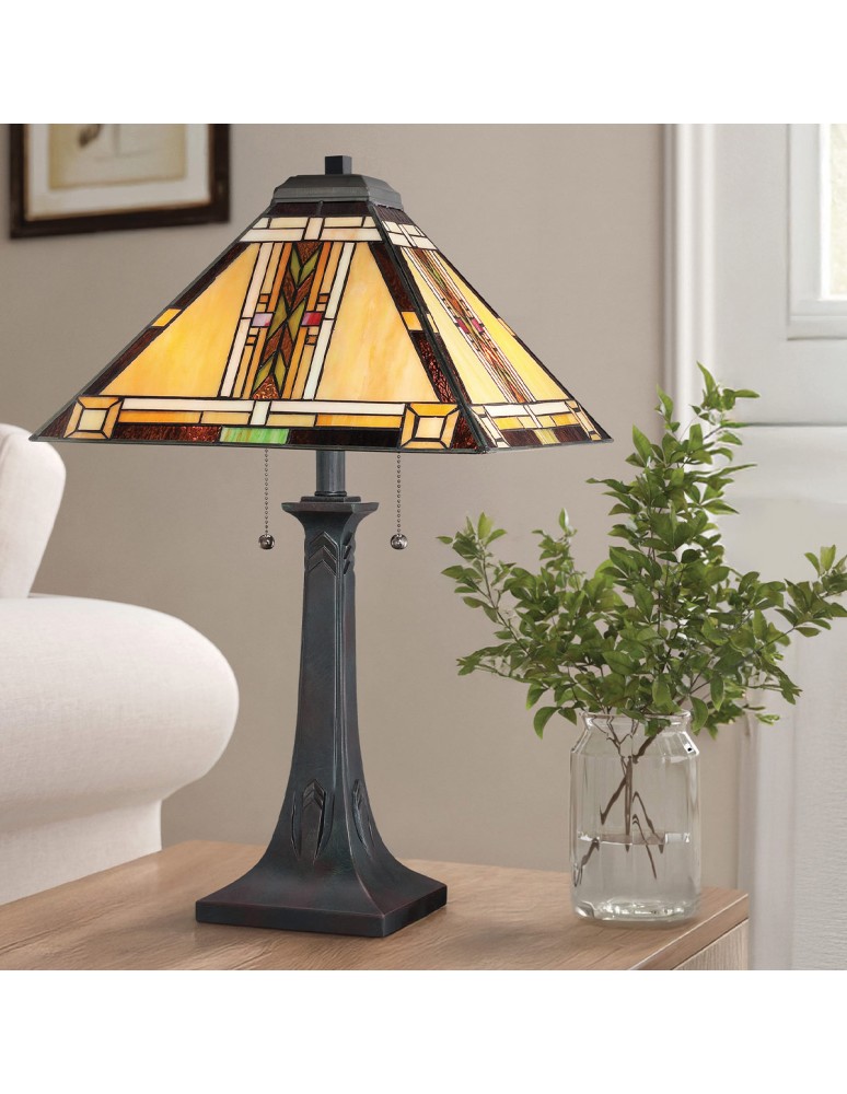 Elstead Lampa stołowa Navajo 2 źródła światła Brązowy QZ-NAVAJO-TL-VB