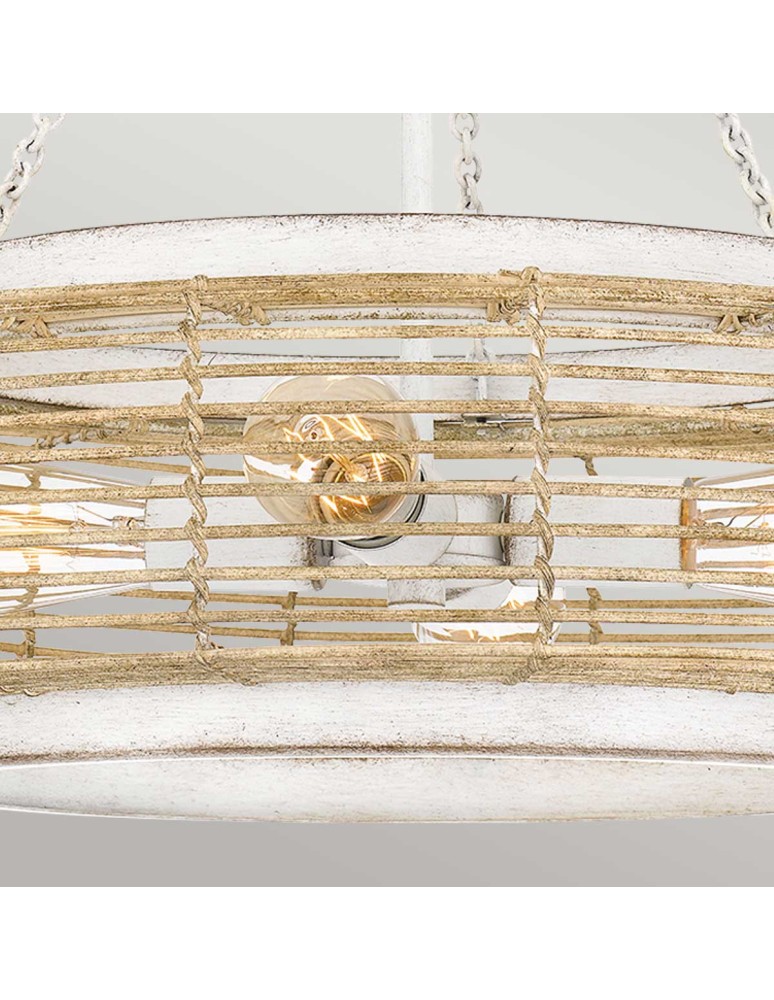 Elstead Lampa wisząca Waylon 4 źródła światła Antyczna biel QZ-WAYLON-4P-AWH