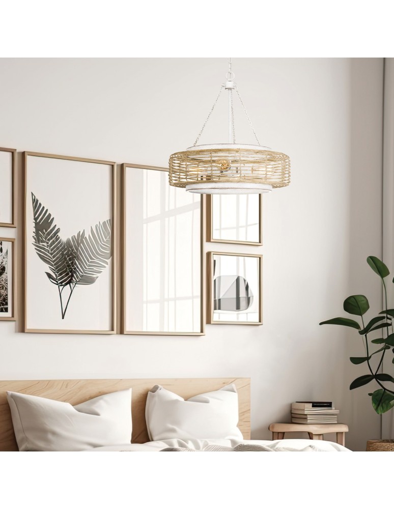 Elstead Lampa wisząca Waylon 4 źródła światła Antyczna biel QZ-WAYLON-4P-AWH