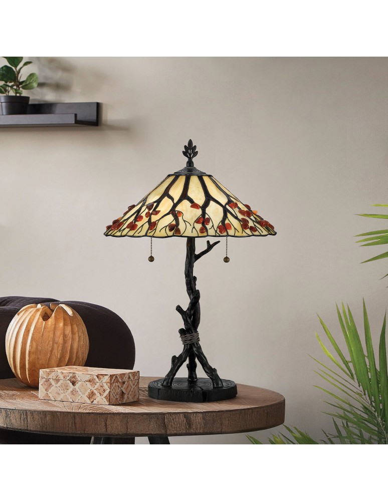Elstead Lampa stołowa Whispering 2 źródła światła Valiant brąz QZ-WHISPERING-TL-VB
