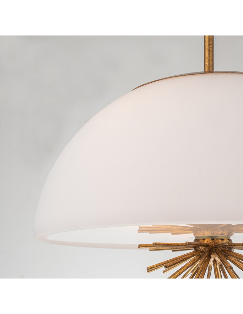 Elstead Lampa wisząca Staring 3 źródła światła Przecierane złoto STARING-3P-DG-OPAL