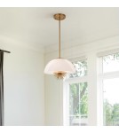 Elstead Lampa wisząca Staring 3 źródła światła Przecierane złoto STARING-3P-DG-OPAL