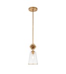 Elstead Mała lampa wisząca Staring 1 źródło światła Przecierane złoto STARING-MP-DG-CLEAR