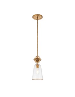 Elstead Mała lampa wisząca Staring 1 źródło światła Przecierane złoto STARING-MP-DG-CLEAR