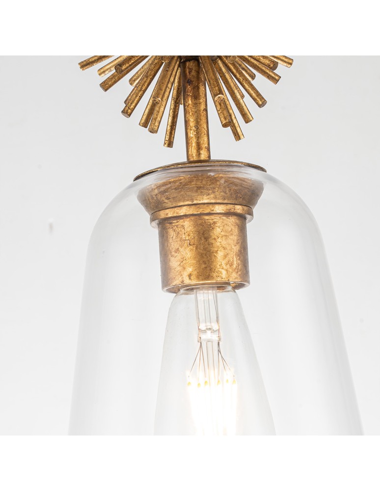 Elstead Mała lampa wisząca Staring 1 źródło światła Przecierane złoto STARING-MP-DG-CLEAR