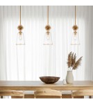 Elstead Mała lampa wisząca Staring 1 źródło światła Przecierane złoto STARING-MP-DG-CLEAR
