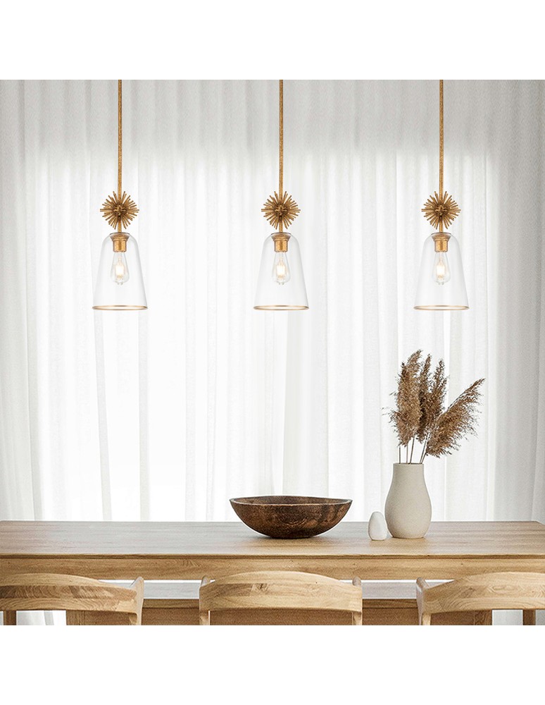 Elstead Mała lampa wisząca Staring 1 źródło światła Przecierane złoto STARING-MP-DG-CLEAR