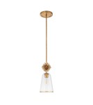 Elstead Mała lampa wisząca Staring 1 źródło światła Przecierane złoto STARING-MP-DG-CLEAR