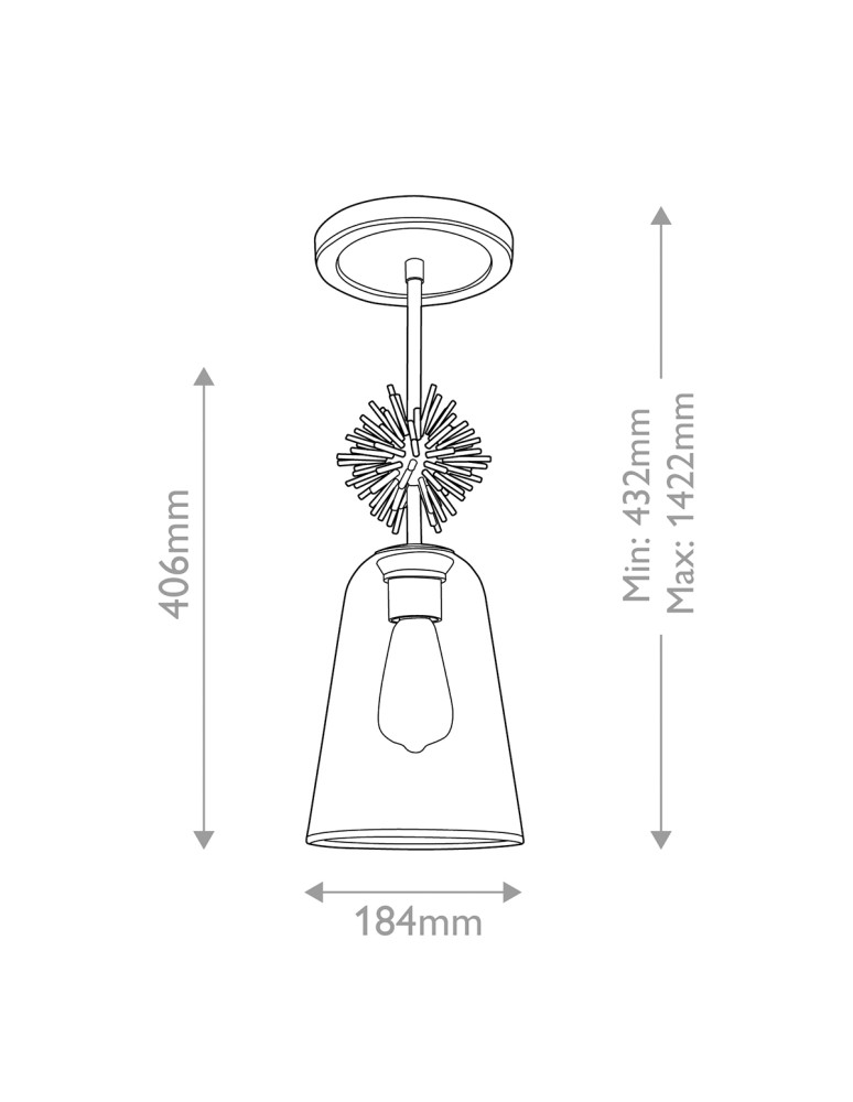 Elstead Mała lampa wisząca Staring 1 źródło światła Przecierane złoto STARING-MP-DG-CLEAR