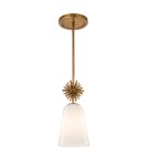 Elstead Mała lampa wisząca Staring 1 źródło światła Przecierane złoto STARING-MP-DG-OPAL