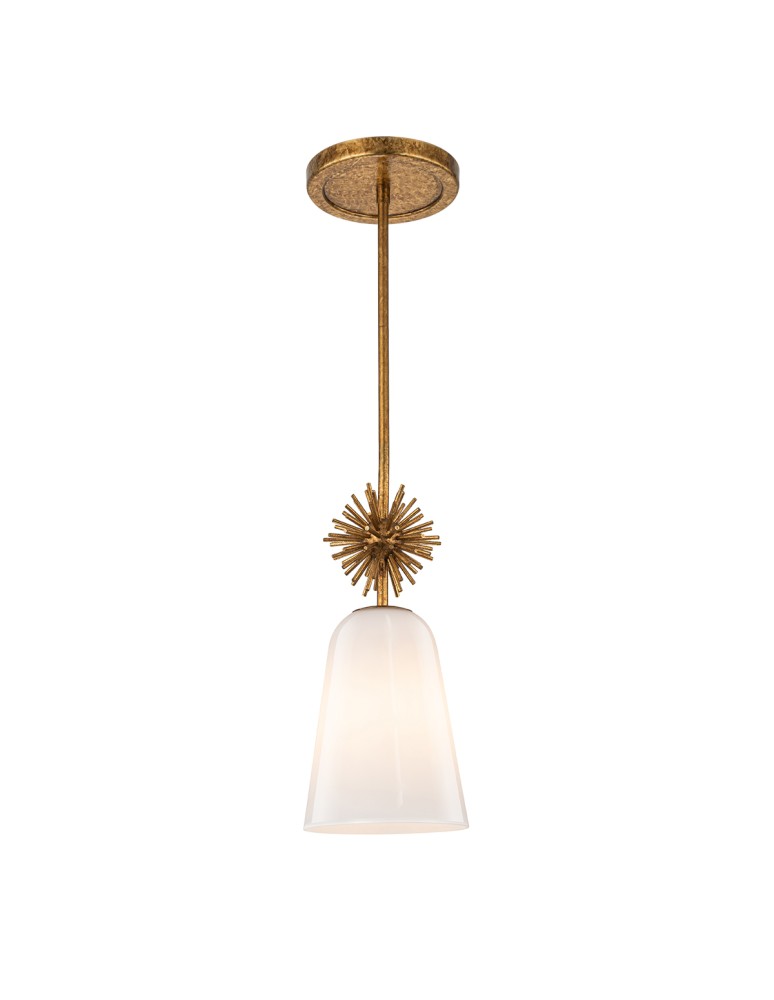 Elstead Mała lampa wisząca Staring 1 źródło światła Przecierane złoto STARING-MP-DG-OPAL