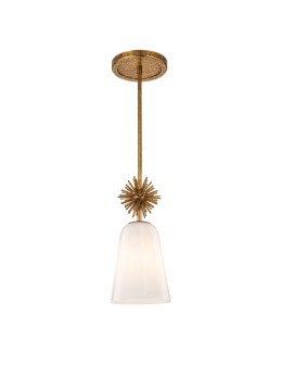 Elstead Mała lampa wisząca Staring 1 źródło światła Przecierane złoto STARING-MP-DG-OPAL