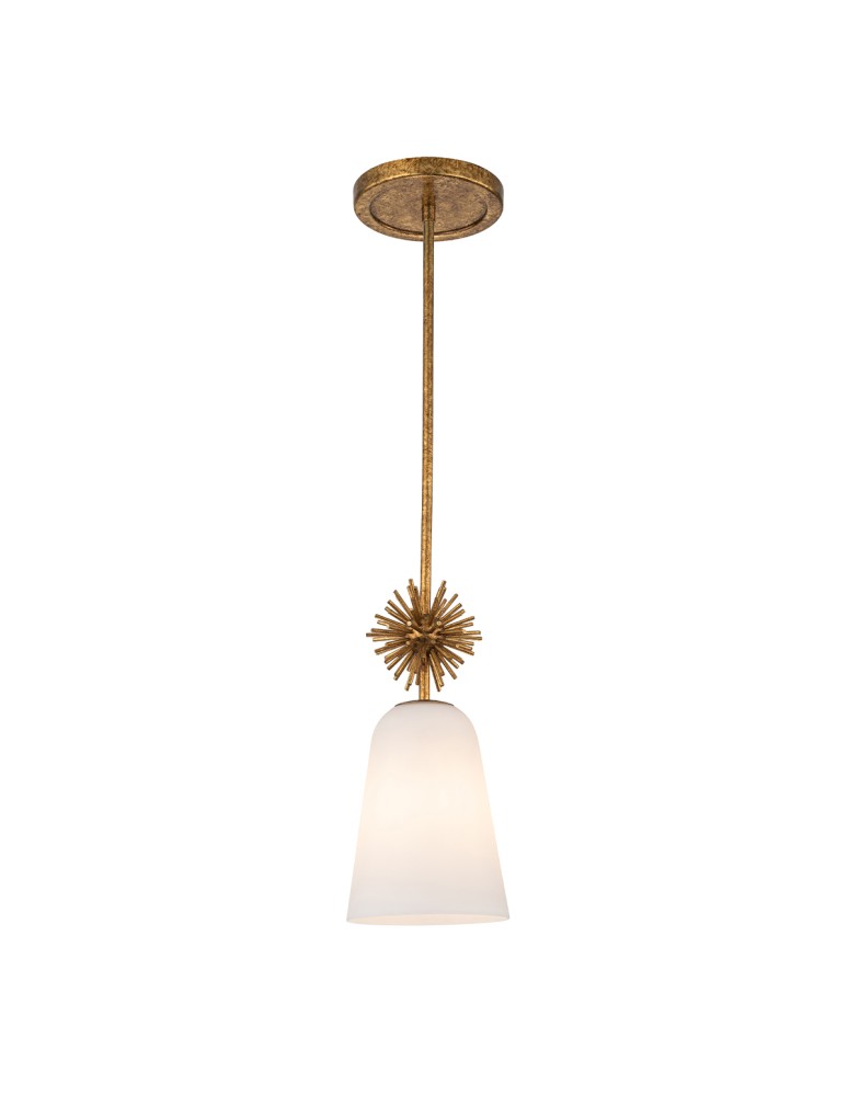 Elstead Mała lampa wisząca Staring 1 źródło światła Przecierane złoto STARING-MP-DG-OPAL