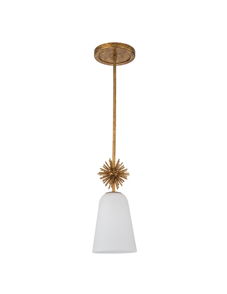 Elstead Mała lampa wisząca Staring 1 źródło światła Przecierane złoto STARING-MP-DG-OPAL
