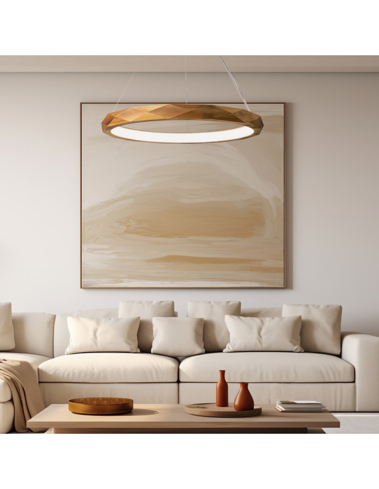 Quintiesse Lampa wisząca LED Angular Elstead Lighting QN-ANGULAR-RING-LED-80-TEAK