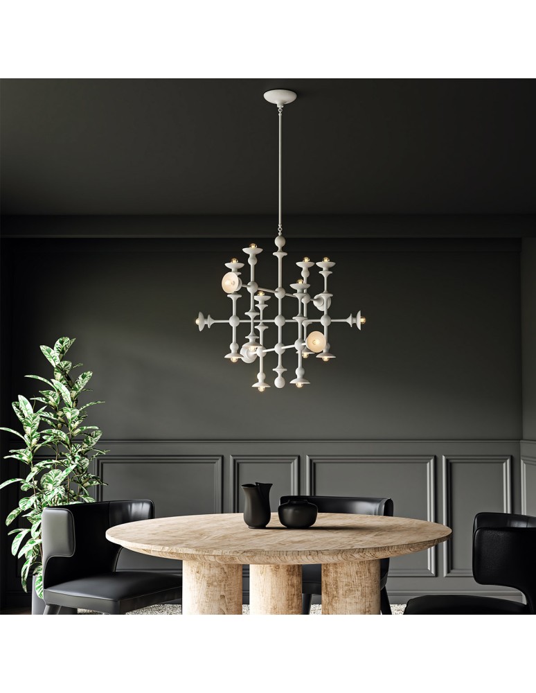 Quintiesse Żyrandol Cadence 18 źródeł światła Antyczna biel Elstead Lighting QN-CADENCE18-WHT