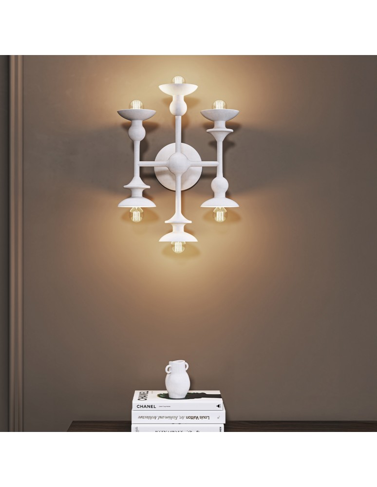Quintiesse Kinkiet Cadence 6 źródeł światła Antyczna biel Elstead Lighting QN-CADENCE-6WB-WHT