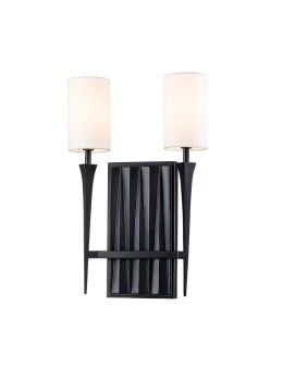 Quintiesse Kinkiet Crest 2 źródła światła Matowa czerń Elstead Lighting QN-CREST-2WB-BLK