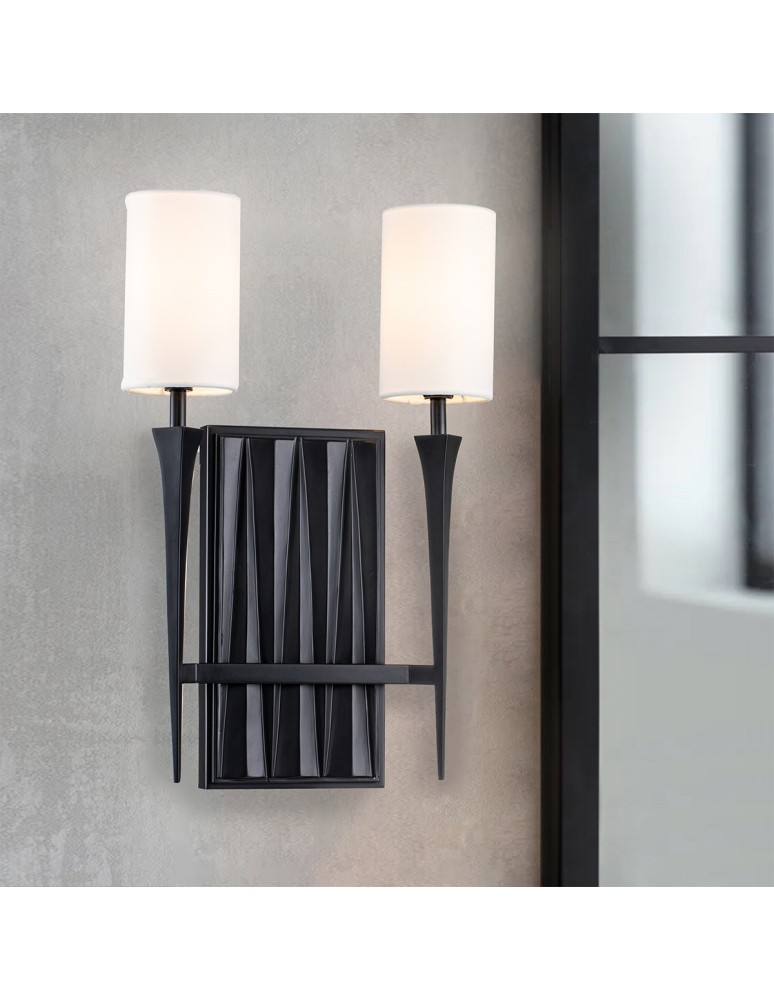 Quintiesse Kinkiet Crest 2 źródła światła Matowa czerń Elstead Lighting QN-CREST-2WB-BLK
