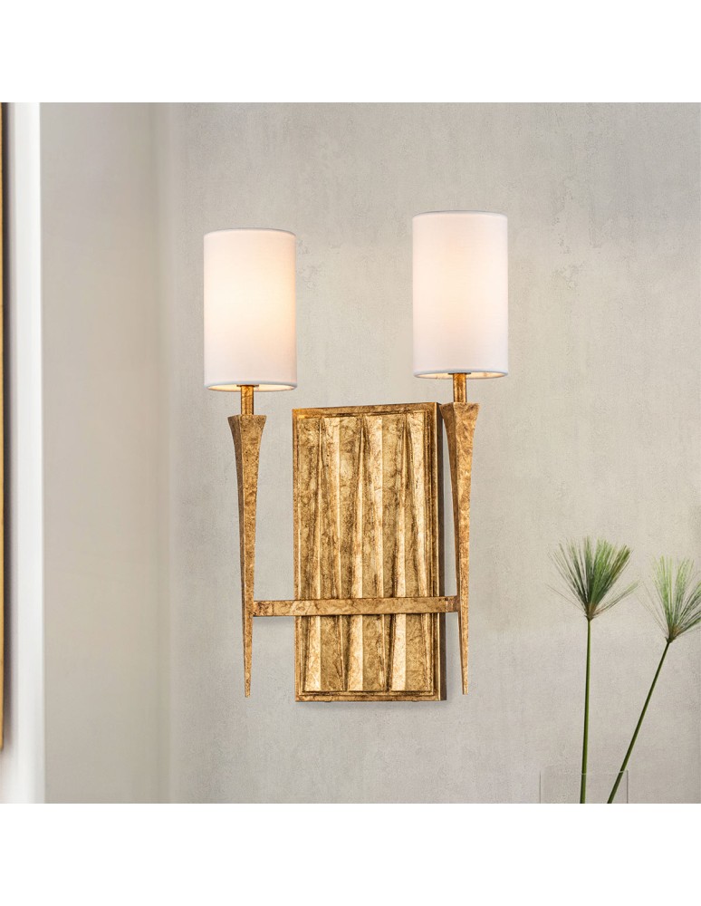 Quintiesse Kinkiet Crest 2 źródła światła Płatkowe złoto Elstead Lighting QN-CREST-2WB-DG