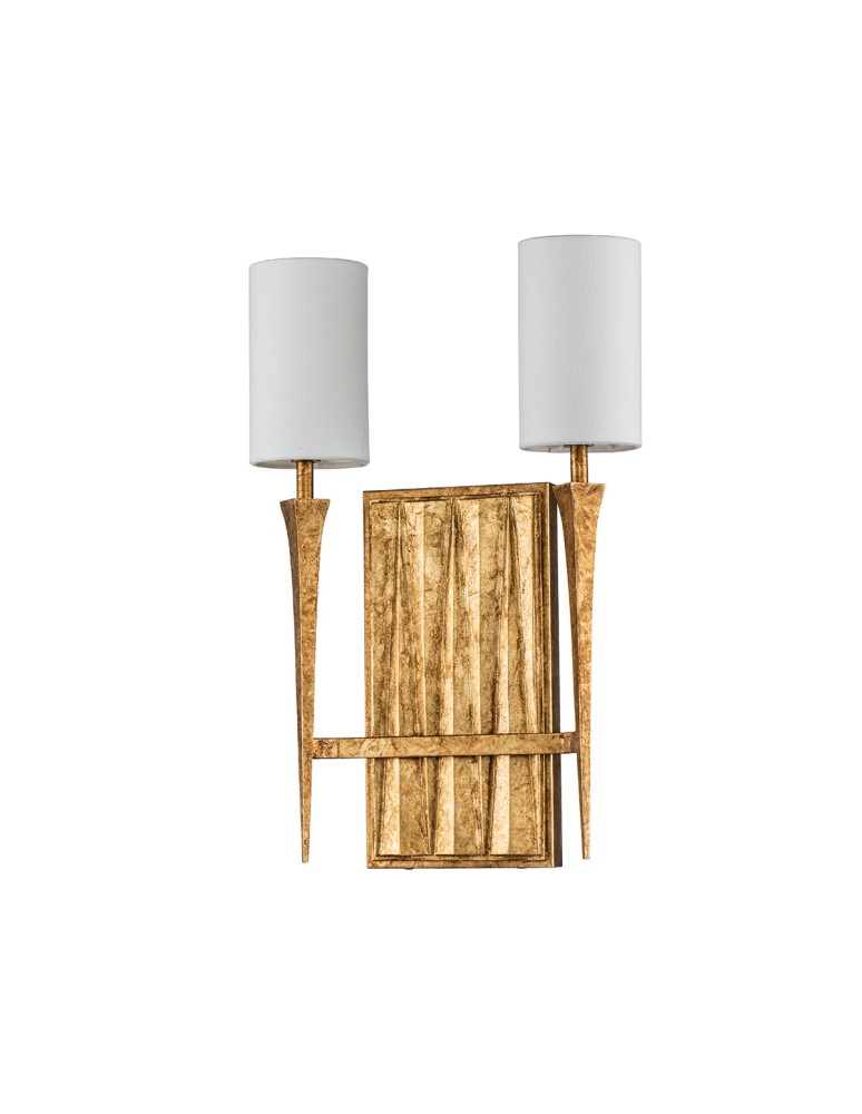 Quintiesse Kinkiet Crest 2 źródła światła Płatkowe złoto Elstead Lighting QN-CREST-2WB-DG