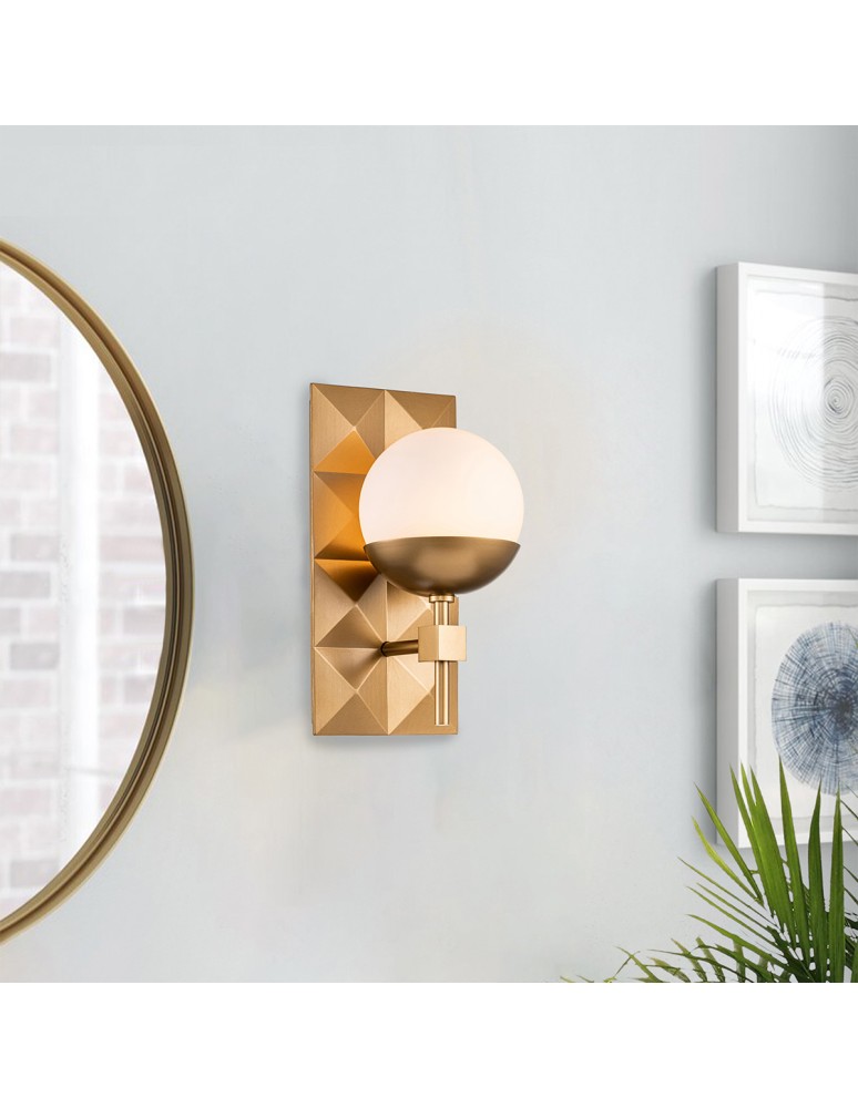 Quintiesse Kinkiet Deco 1 źródło światła Lakierowane złoto Łazienkowa IP44 Elstead Lighting QN-DECO-1WB-AB-O