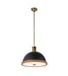 Quintiesse Lampa wisząca Doral 2 źródła światła Matowa czerń, vintage mosiądz Elstead Lighting QN-DORAL-P-M-BK