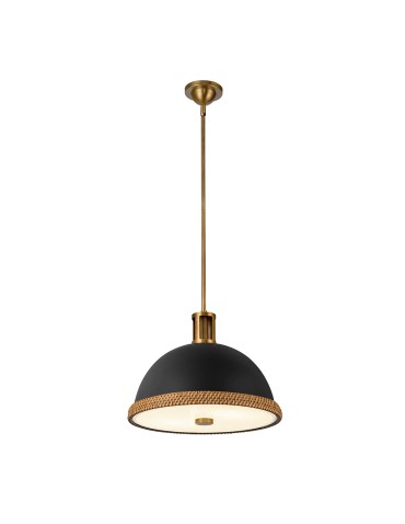 Quintiesse Lampa wisząca Doral 2 źródła światła Matowa czerń, vintage mosiądz Elstead Lighting QN-DORAL-P-M-BK