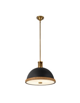 Quintiesse Lampa wisząca Doral 2 źródła światła Matowa czerń, vintage mosiądz Elstead Lighting QN-DORAL-P-M-BK