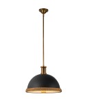 Quintiesse Lampa wisząca Doral 2 źródła światła Matowa czerń, vintage mosiądz Elstead Lighting QN-DORAL-P-M-BK