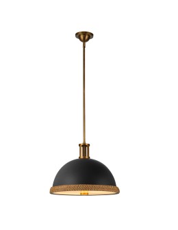 Quintiesse Lampa wisząca Doral 2 źródła światła Matowa czerń, vintage mosiądz Elstead Lighting QN-DORAL-P-M-BK - product 2